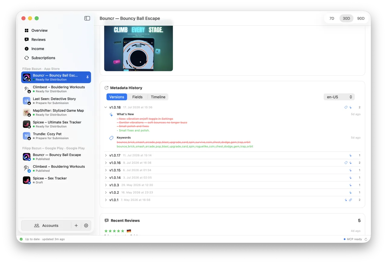 StoreGauge release and metadata history